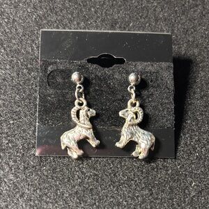 Silver 3D Ram Earrings